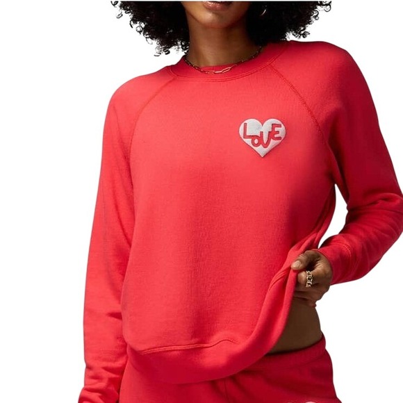 Spiritual Gangster Tops - Spiritual Gangster Heart Forever Sweatshirt Women L Red Loungewear Streetwear